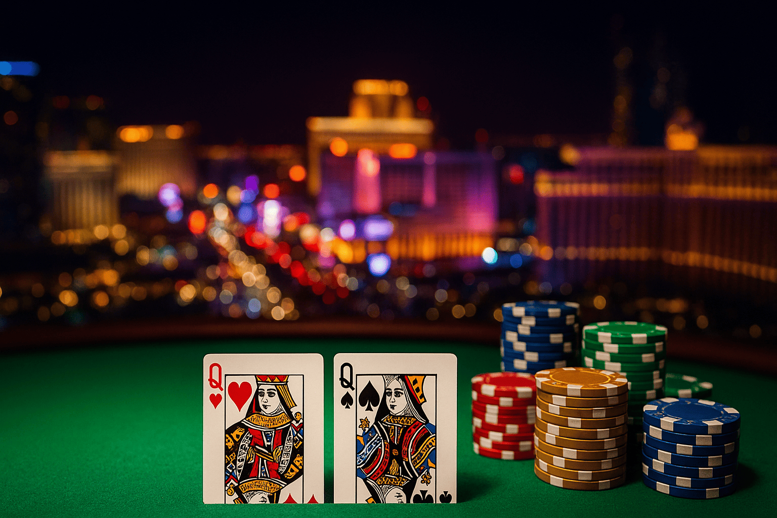 Las Vegas skyline focused on blackjack casinos