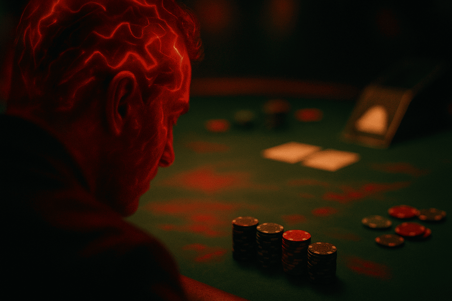 Illustration of cognitive biases and bad gambling decisions