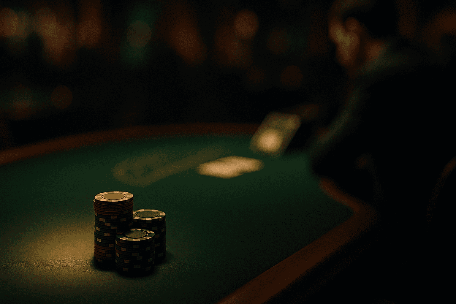 Focused player at a blackjack table