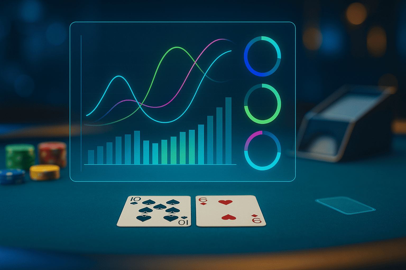 Screen with blackjack simulations and statistics